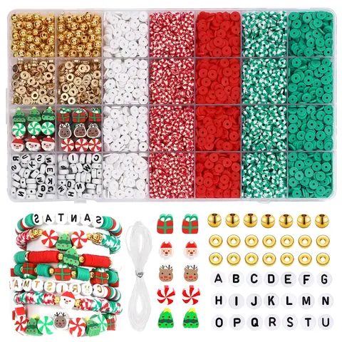 Christmas Bracelet Making Kit Friendship Beads Clay Beads Jewelry&Bracelet Making Kit Charm Bracelet Maker Set Christmas Gift