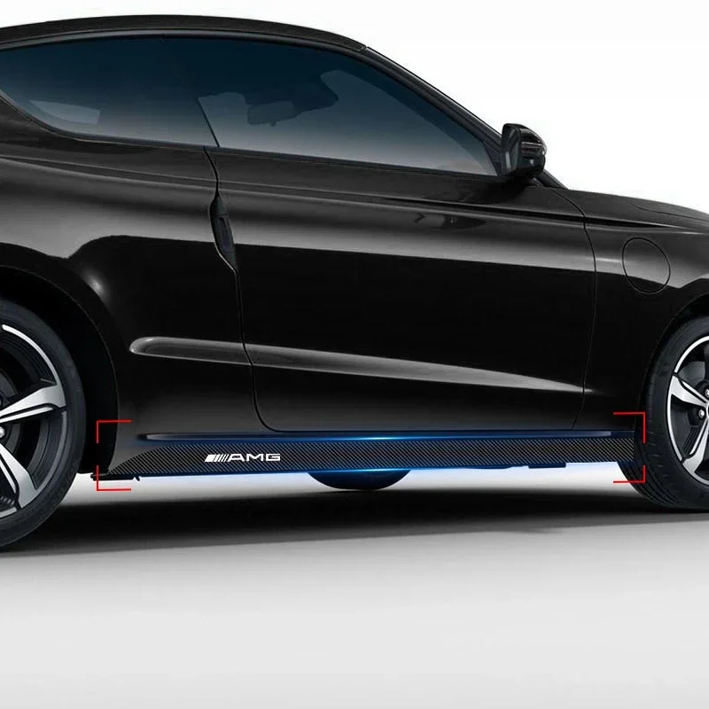 2 قطعة باب السيارة الكربون الجانب تنورة عتبة شريط ملصق الشارات التصميم لمرسيدس بنز C63 W117 Cla45 W205 W212 A45 X156 Gla45 AMG