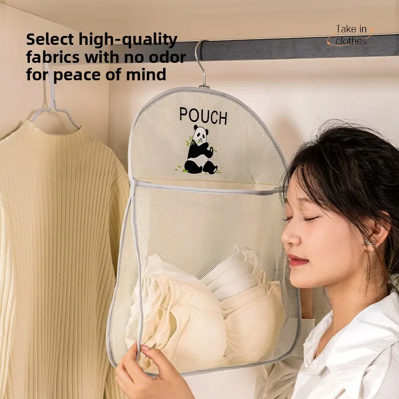 For Home Hanging Storage Bag Visible Mesh Storage Bag Kitchen Bedroom Sundries Intimates Socks Storage Mesh Bag view 3
