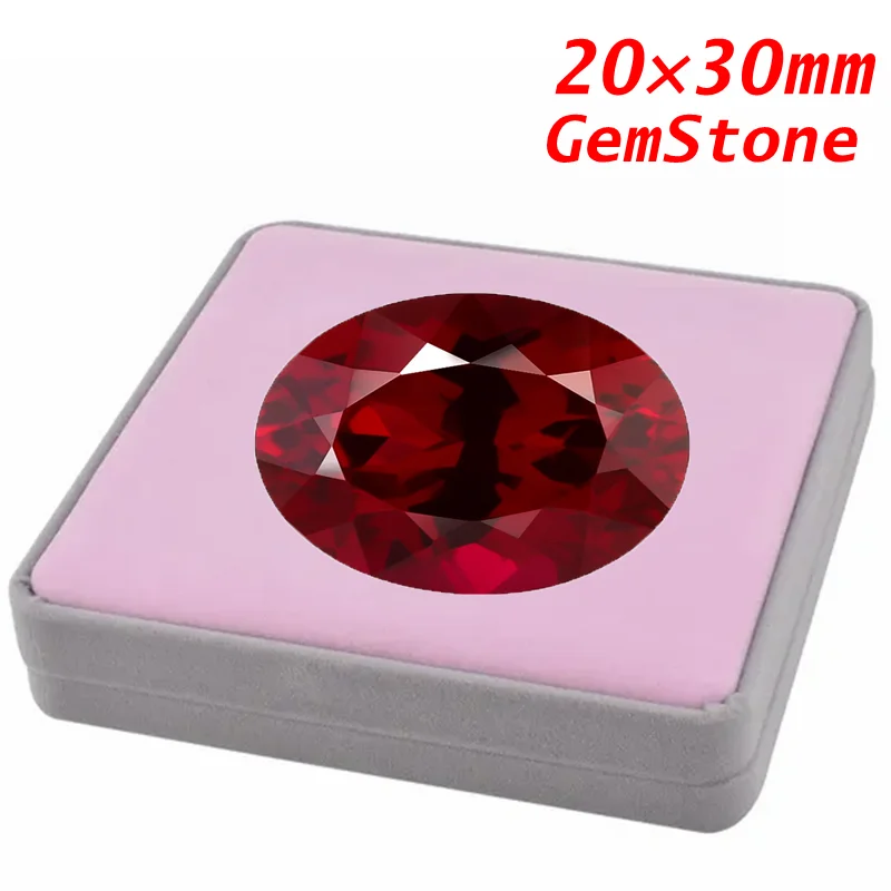 Premium 20x30mm Large Pigeon Blood Red Ruby Glow Under UV Test Ruby Oval Faceted Cut for Jewelry Making/Collection DIY Stone