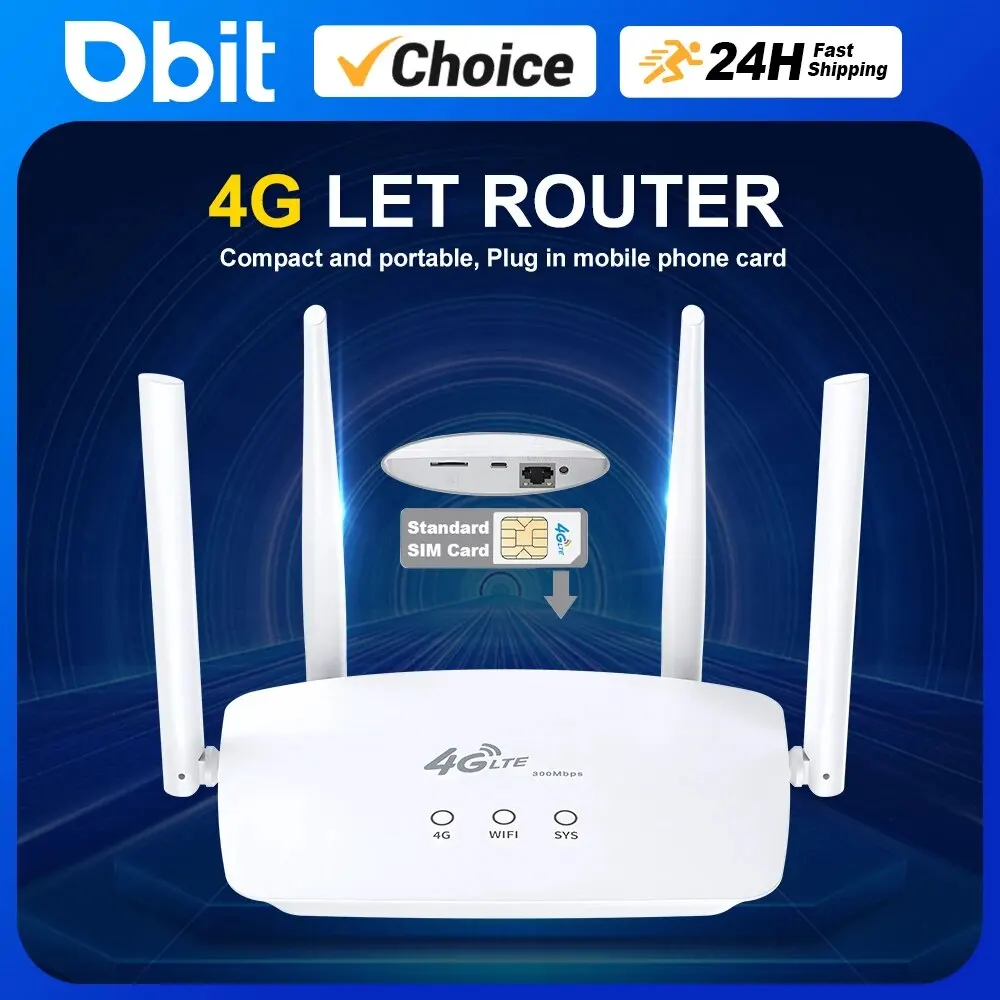 DBIT WiFi Router SIM Card 4G Modem Lte Router 4 Gain Antennas Supports 32 Devices Connections Applicable to Europe Korea