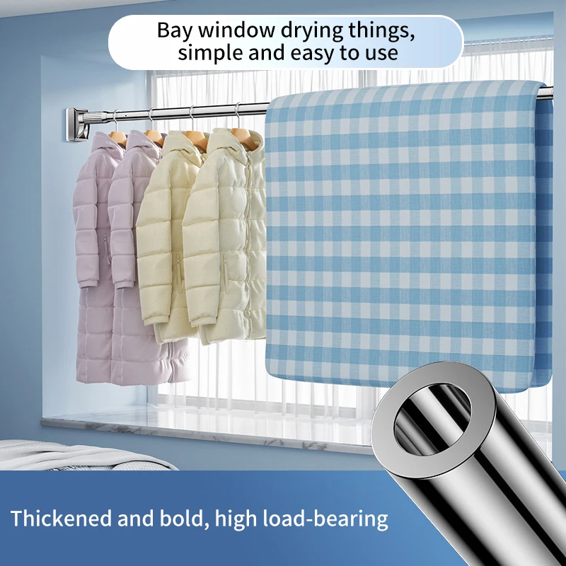 Tensão ajustável de aço inoxidável Rod telescópico, Cortina de chuveiro branco Rod, banheiro Windows, sem broca, suporte simples, 40-450cm