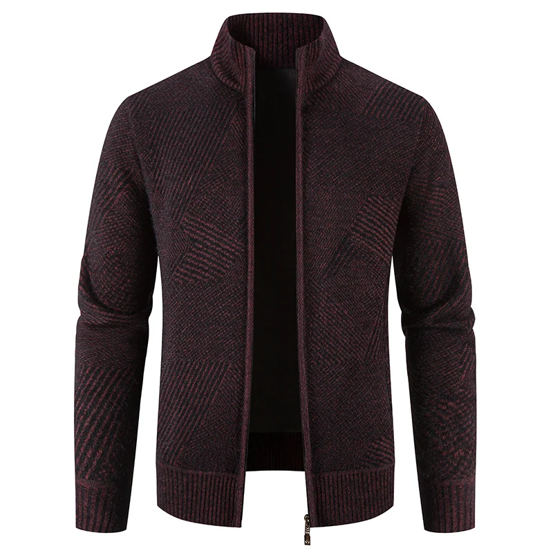 

2023Autumn Winter New Men's Jacket Stand Collar Slim Fit Zipper Knitted Sweaters Men High Quality Solid Cotton Thick Warm Jacket