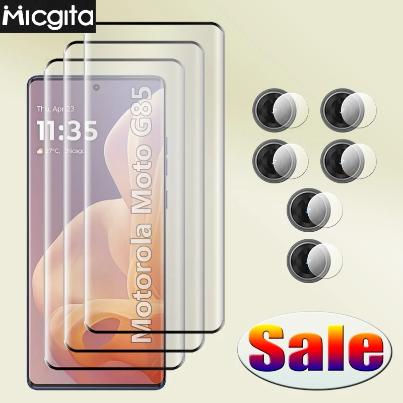 

6in1 For Motorola G85 Screen Tempered Glass film Shockproof Anti-Scratch G85 Soft Fiber Lens film