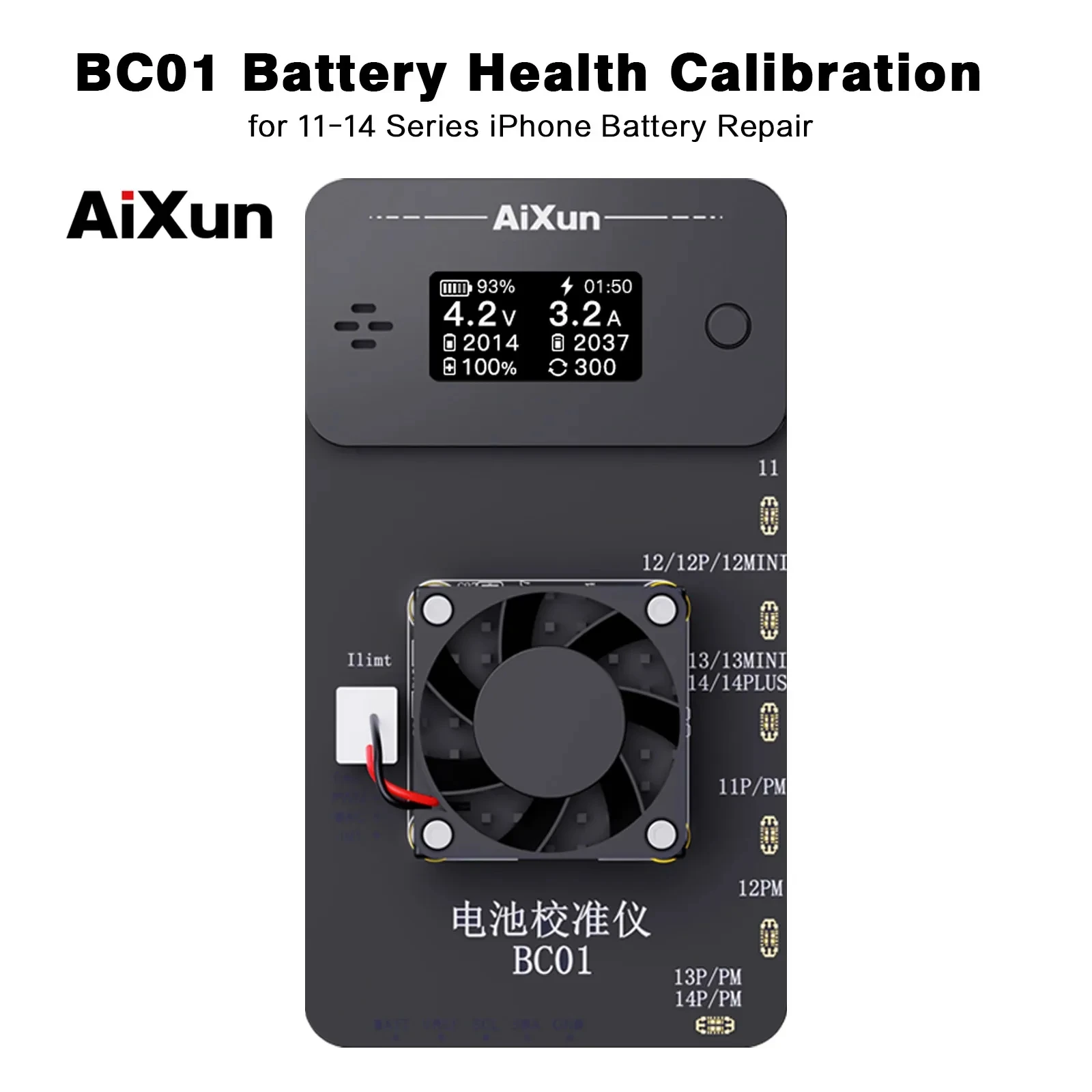 JC AiXun BC01 Baterai, Battery for iPhone 11-14 Pro Max, Mendukung pengisian Daya Baterai, Uji siklus Bulat Kesehatan Naik m