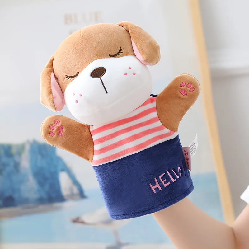 Cartoon Handpop Leuke Tease Baby Kind Dierentuin Pluche Dier Handschoen Marionet Vingerzak Gevulde pop Grappige Kinderen Verjaardagscadeau