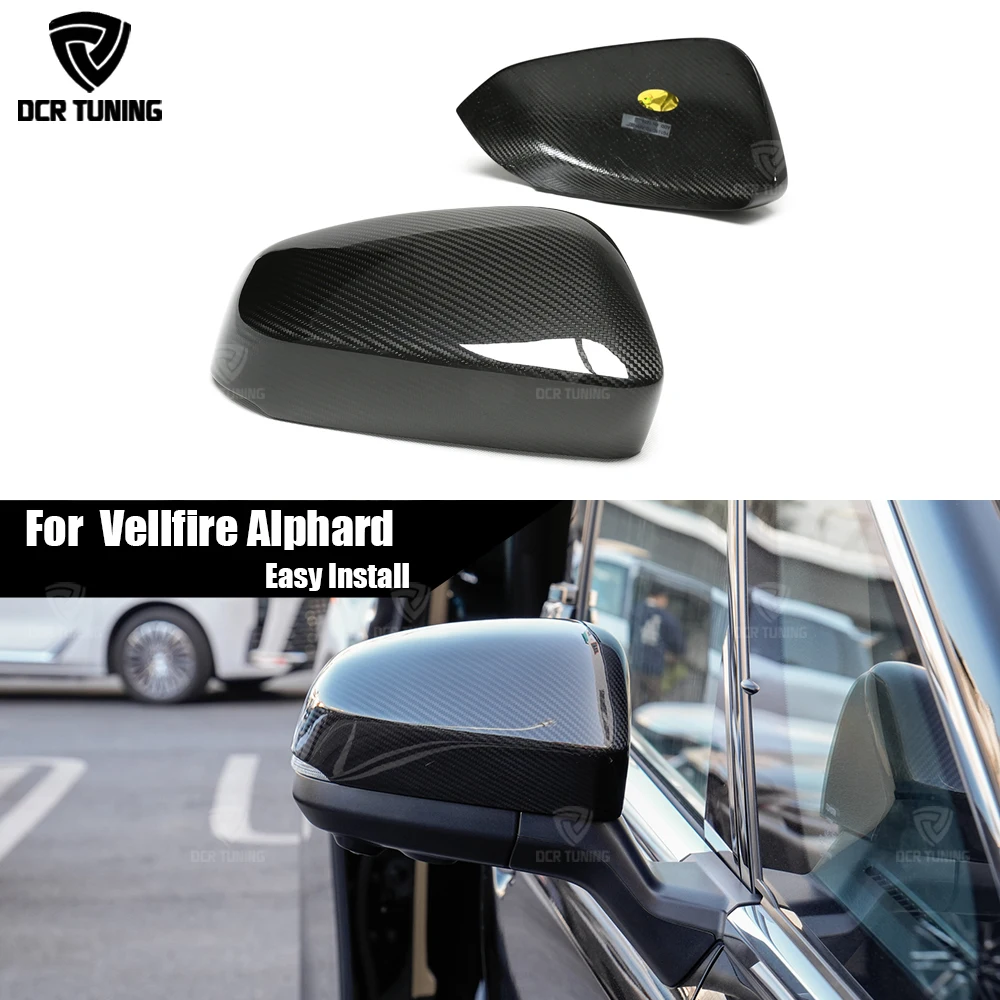 For 2024+ Toyota Vellfire Alphard 40 series Noah Voxy bZ4X Real Dry Carbon Fiber Rearview Forged Mirror cover Sticker Add on