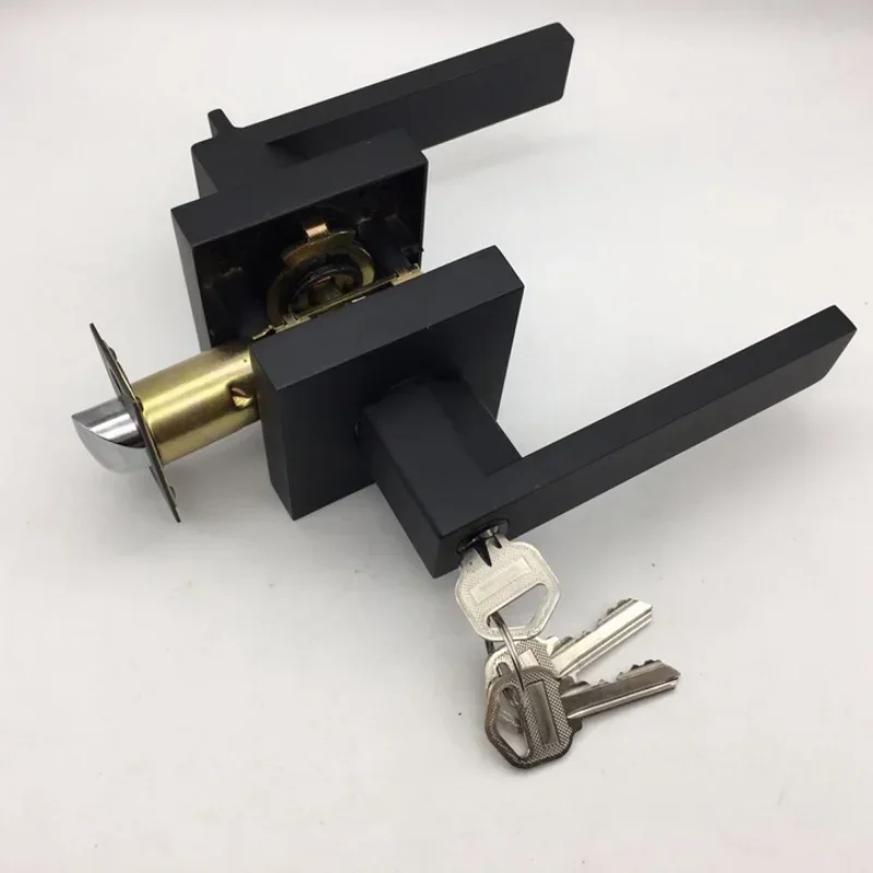 Aluminum Alloy Square Three-pole Handle Lock Household Wooden Door Handle Lock Door Hardware