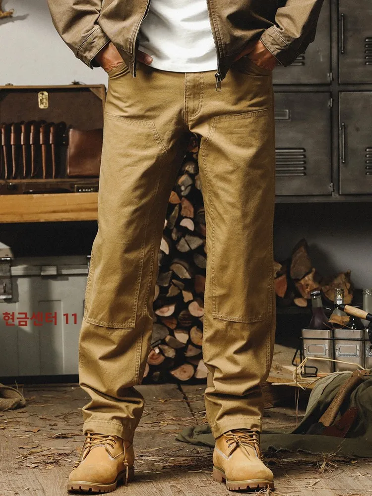 

Американские тяжелые брюки в стиле ретро, мужские весенне-осенние свободные прямые повседневные брюки для рабочей одежды, молодежный модный бренд