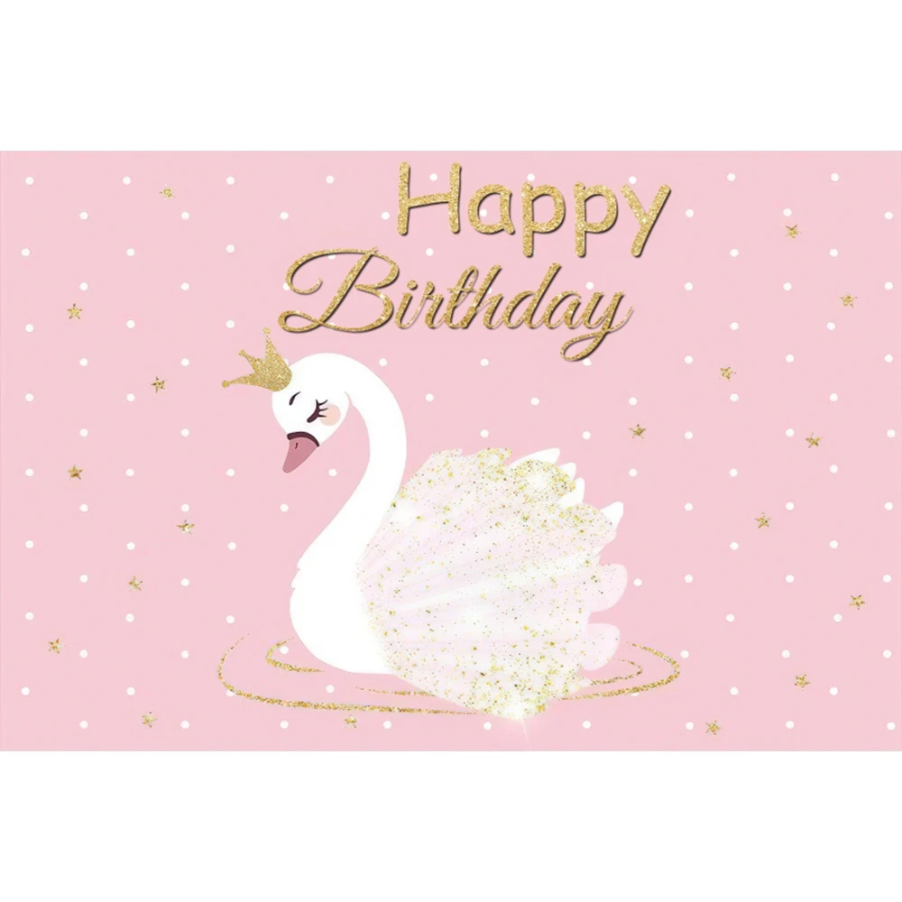 Cartoon Swan Pink Cute Sweet Girl Child Gifts Birthday Party Backdrop Custom Baby Room Decor Photography Studio Props Background