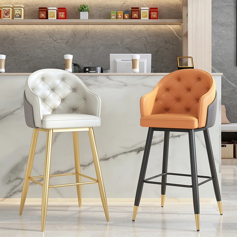 

Tall Bar Arm Counter Chair Metal Design Make Up Leather Kitchen Individual Chair Luxury Sillas Altas Para Barra Furniture WZ