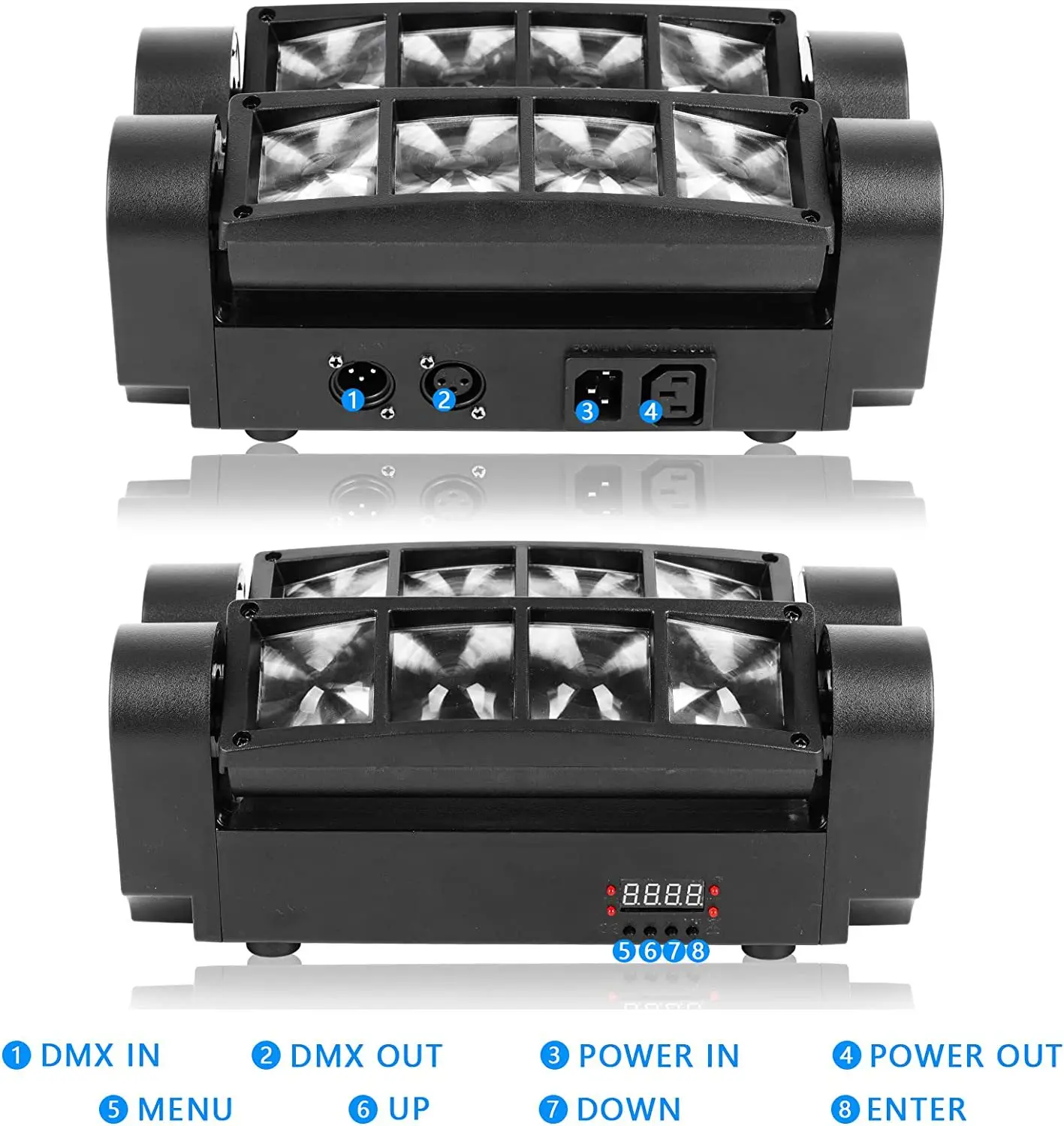 Stage Equipment Mini 8x3w RGBW LED 4in1 Beam Moving Head Lights DMX Control for DJ Disco Dance Wedding