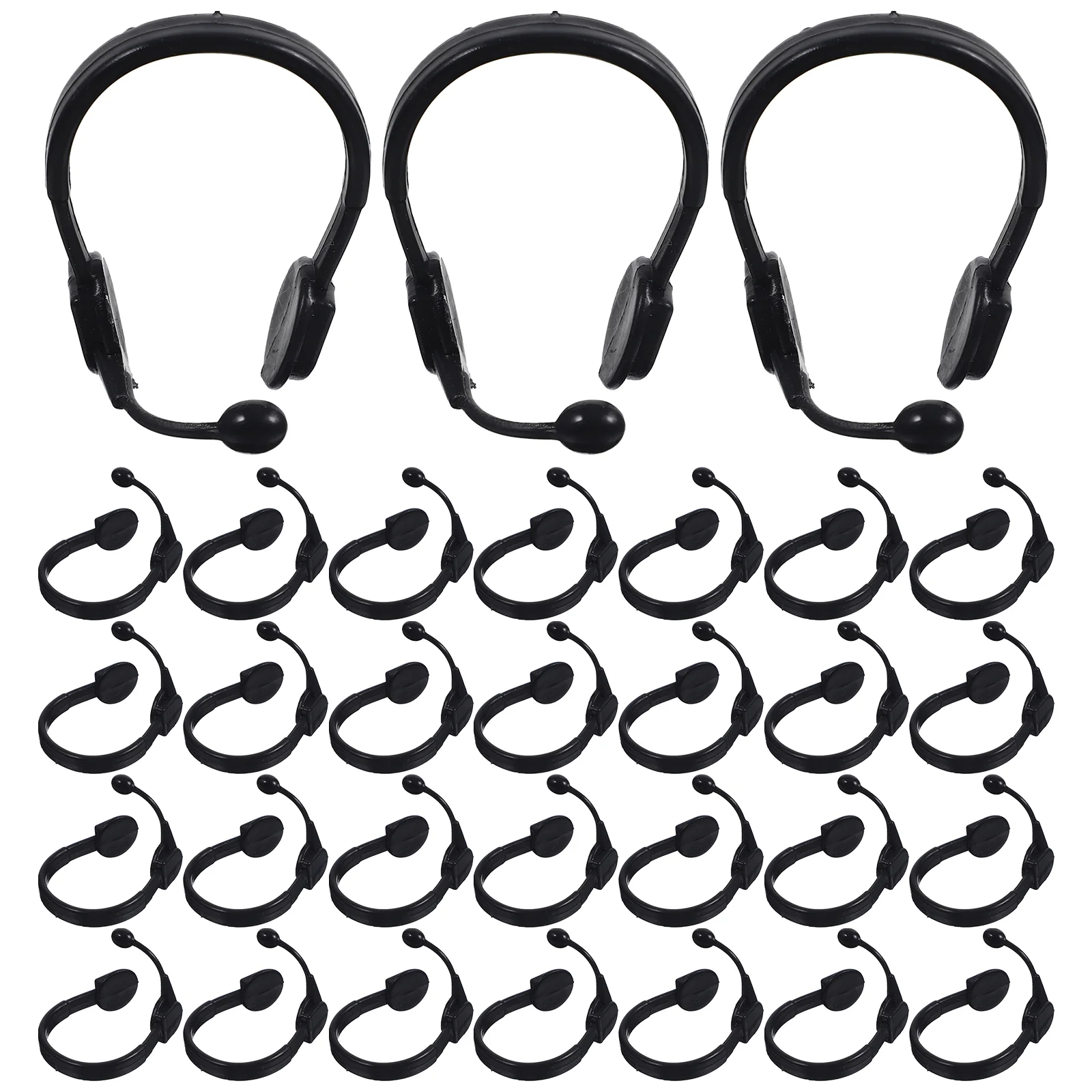 50 Pcs Baby Little Yellow Duck Headphones Tiny Microphone Headset Miniature for Dolls Decorations Black