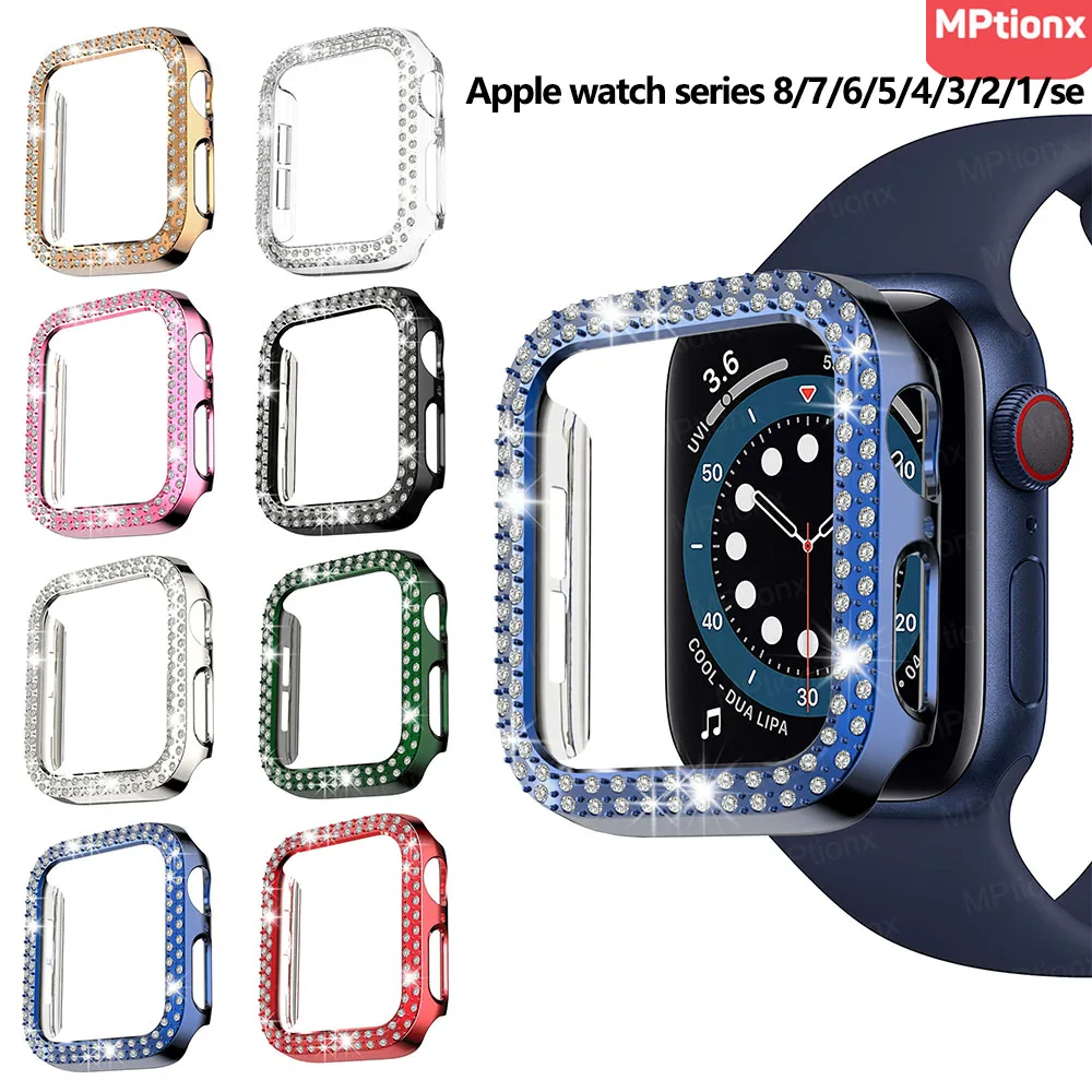 Case for Apple Watch 7 8 9 45mm 41mm 40mm 44mm 38mm 42mm Diamond Bling Bumpe Protective Cover for Iwatch Series SE 6 5 4 3 2 1