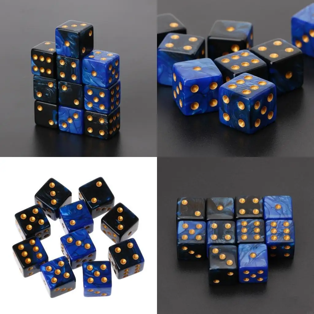10pcs 15mm Multicolor Acrylic Cube Beads Six Sides Portable Table Games Toy