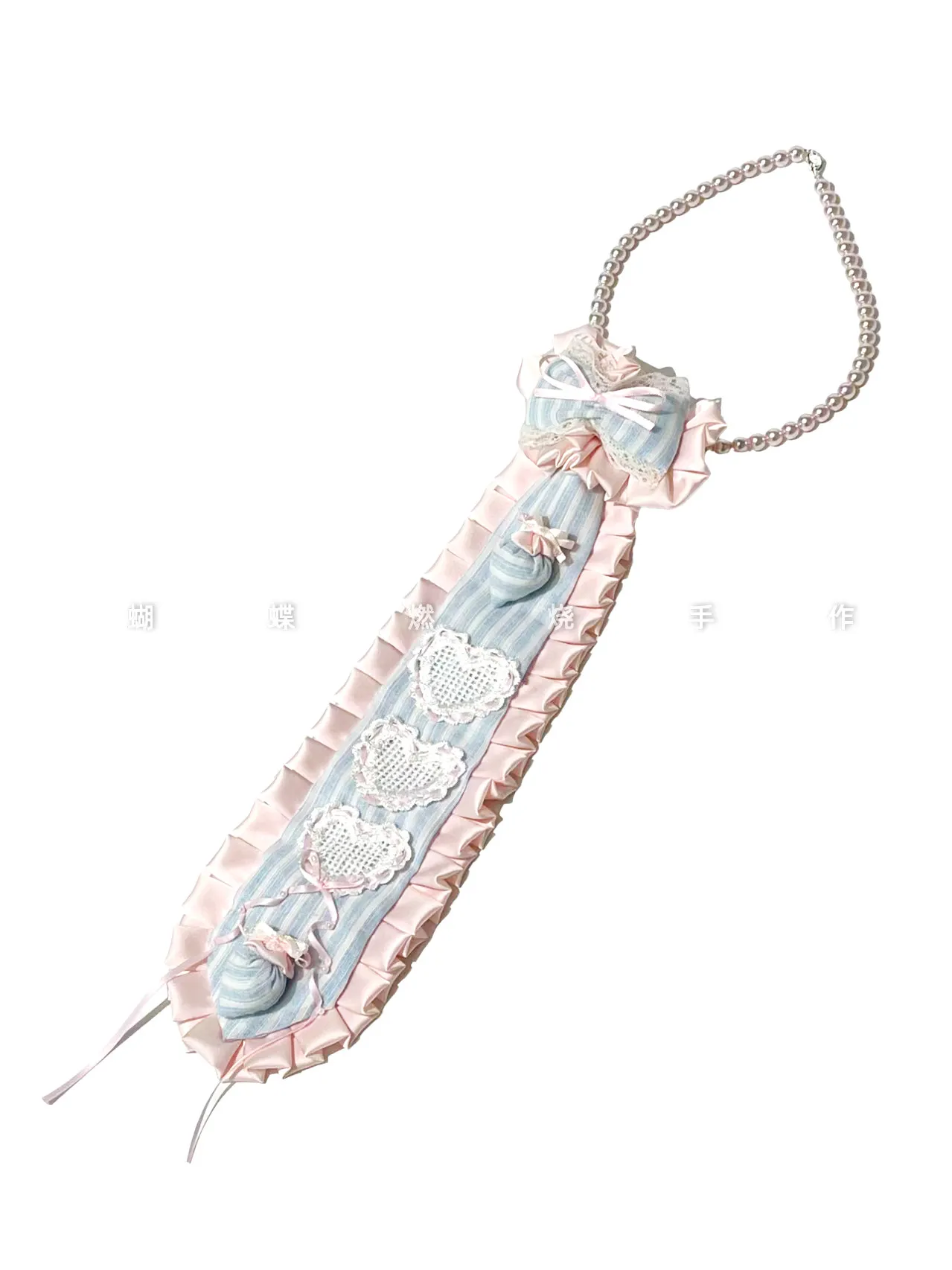 collier-et-cravate-originaux-faits-a-la-main-en-dentelle-de-perles-cravate-rose-et-bleue-cravate-mignonne-en-forme-de-fraise