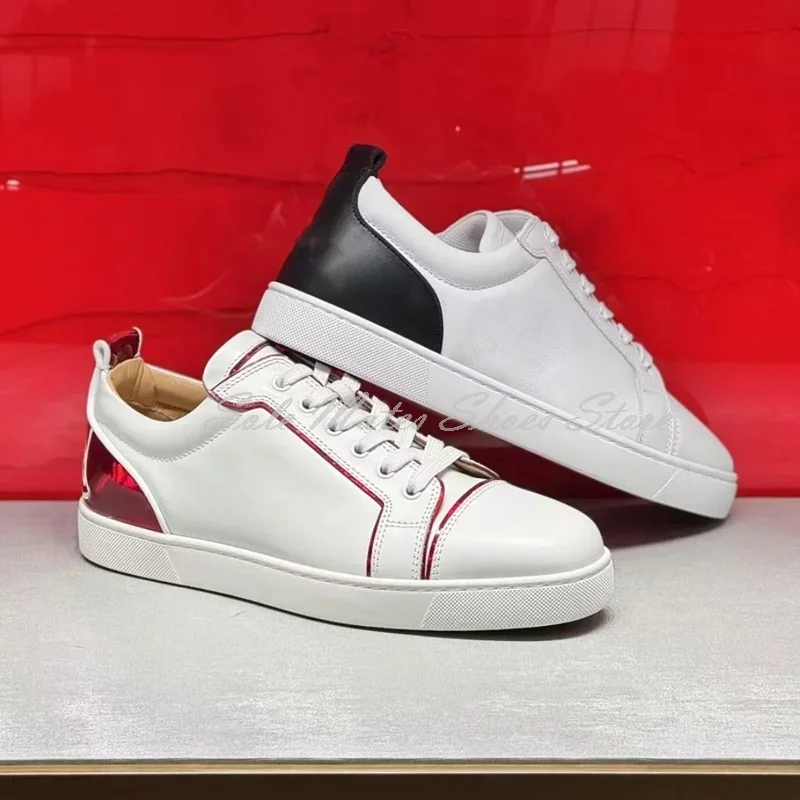 

Brand Design Genuine Leather White Shoes Flat Lace Up Casual Sneakers Couples Korean Style Lightweight Trendy Training Shoes