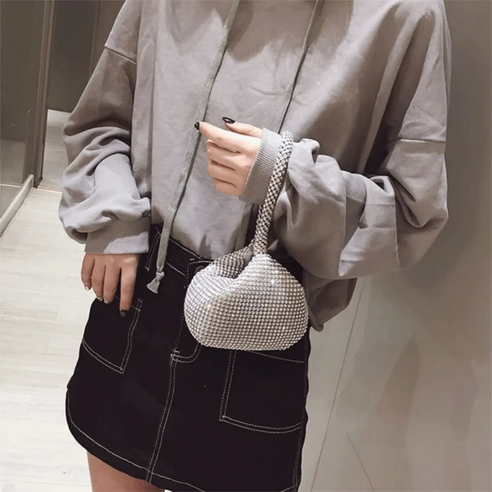Triangle Design Glitter Imitation Rhinestone Clutch Sparkling Fashion Women Handbag Mini Luxury Evening Clutch Prom Event