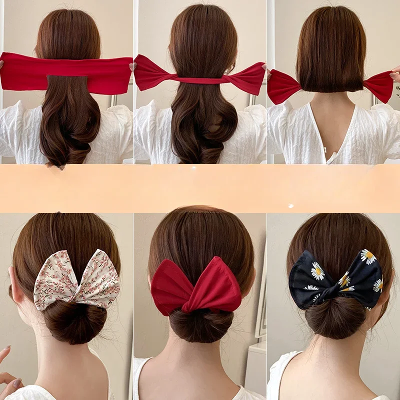 Dispositivo per forcina a forma di fiocco da donna Forcina dolce e adorabile Chignon veloce Strumenti per lo styling dei capelli Accessori per capelli treccia