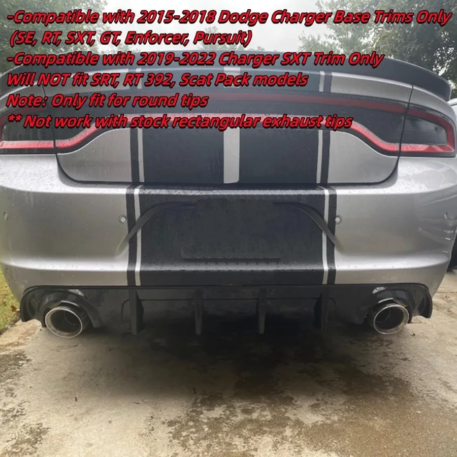 موزع مصد الشفاه الخلفي متوافق مع 20152022 قاعدة شاحن دودج SXT مقسم الجسم الخلفي الناشر السفلي سبويلر الشفاه لـ Enha