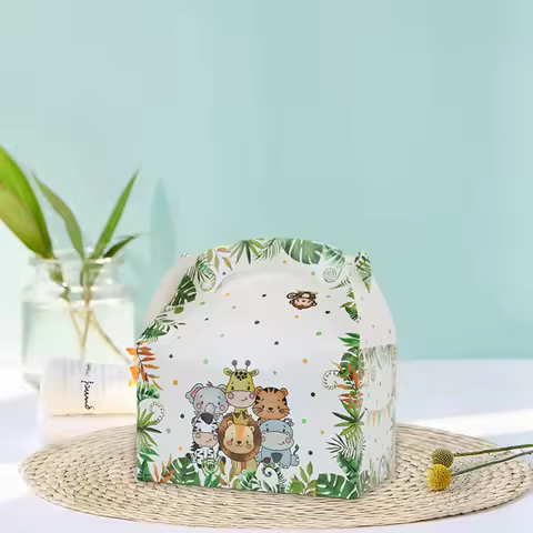 12PCS Jungle Animal Party Favor Treat Boxes Safari Party Supplies Goodie Gift Boxes for Safari Baby Shower Decorations