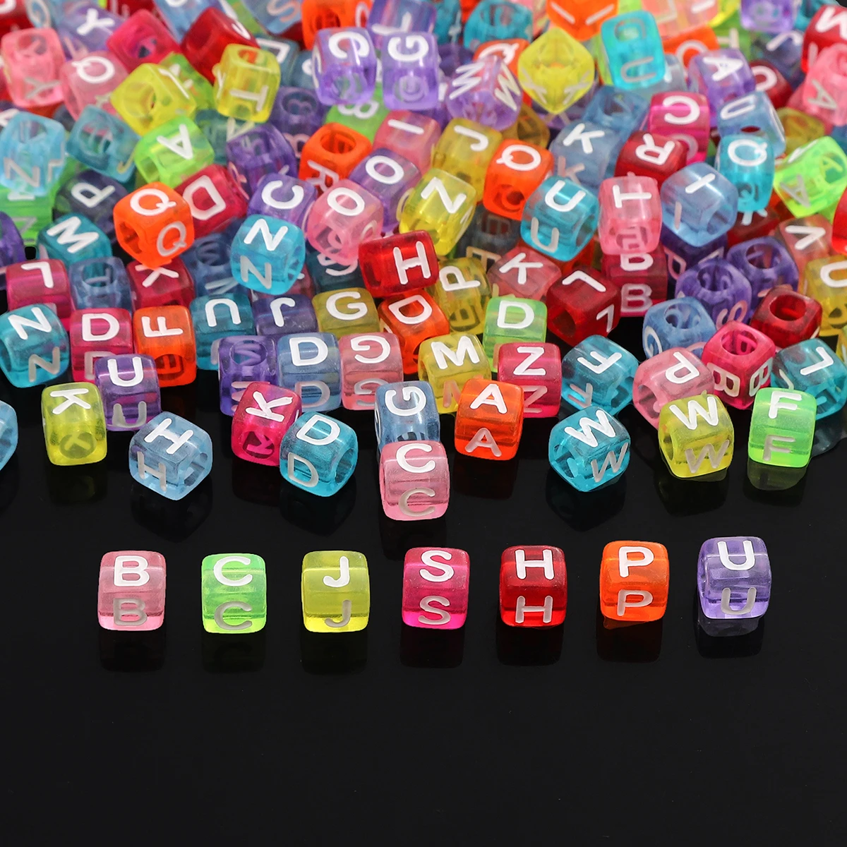 5x5/6x6mm Square Alphabet Acrylic Beads - 2/4mm Hole Size for Professional Jewelry Making & DIY Crafts (200/100pcs Pack)