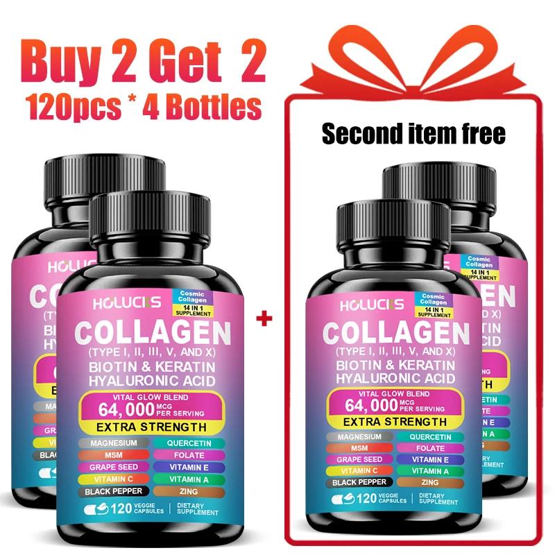 Extra Strength Collagen Supplement, for Nails, Skin, Healthy Aging, Support Hair Growth, Bone, Joint Health for Women & Men