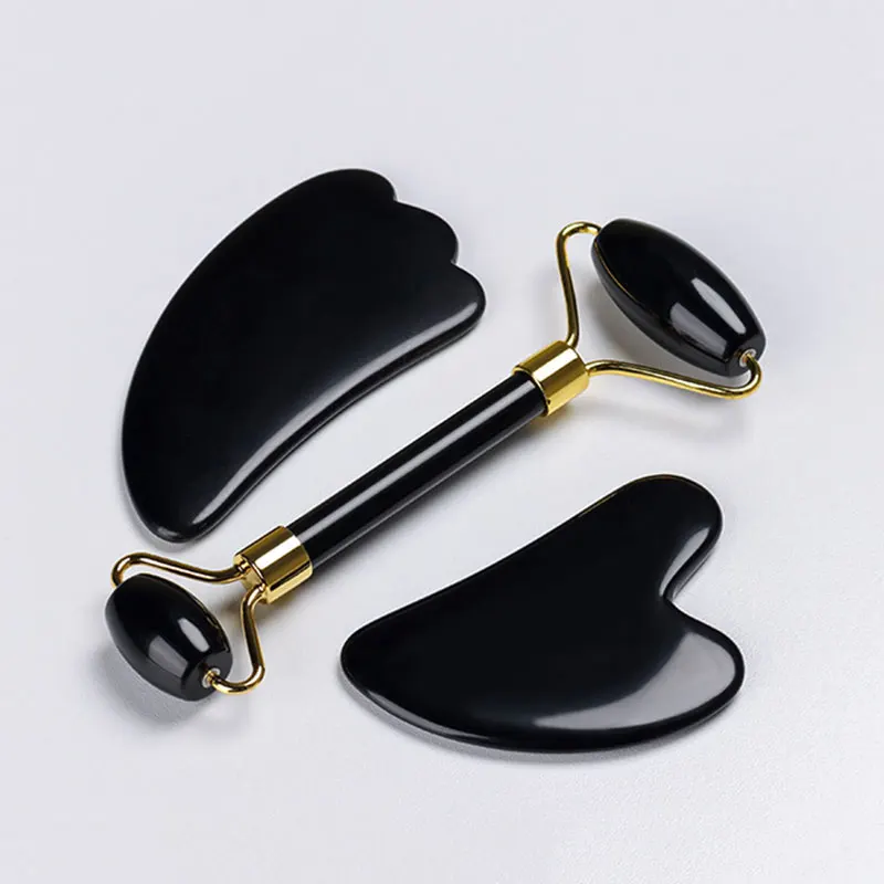 

1pc Natural Obsidian Jade Roller Gua Sha Massager Gouache Scraper Facial Lifting Massage Tools Guasha Beauty Care Tool