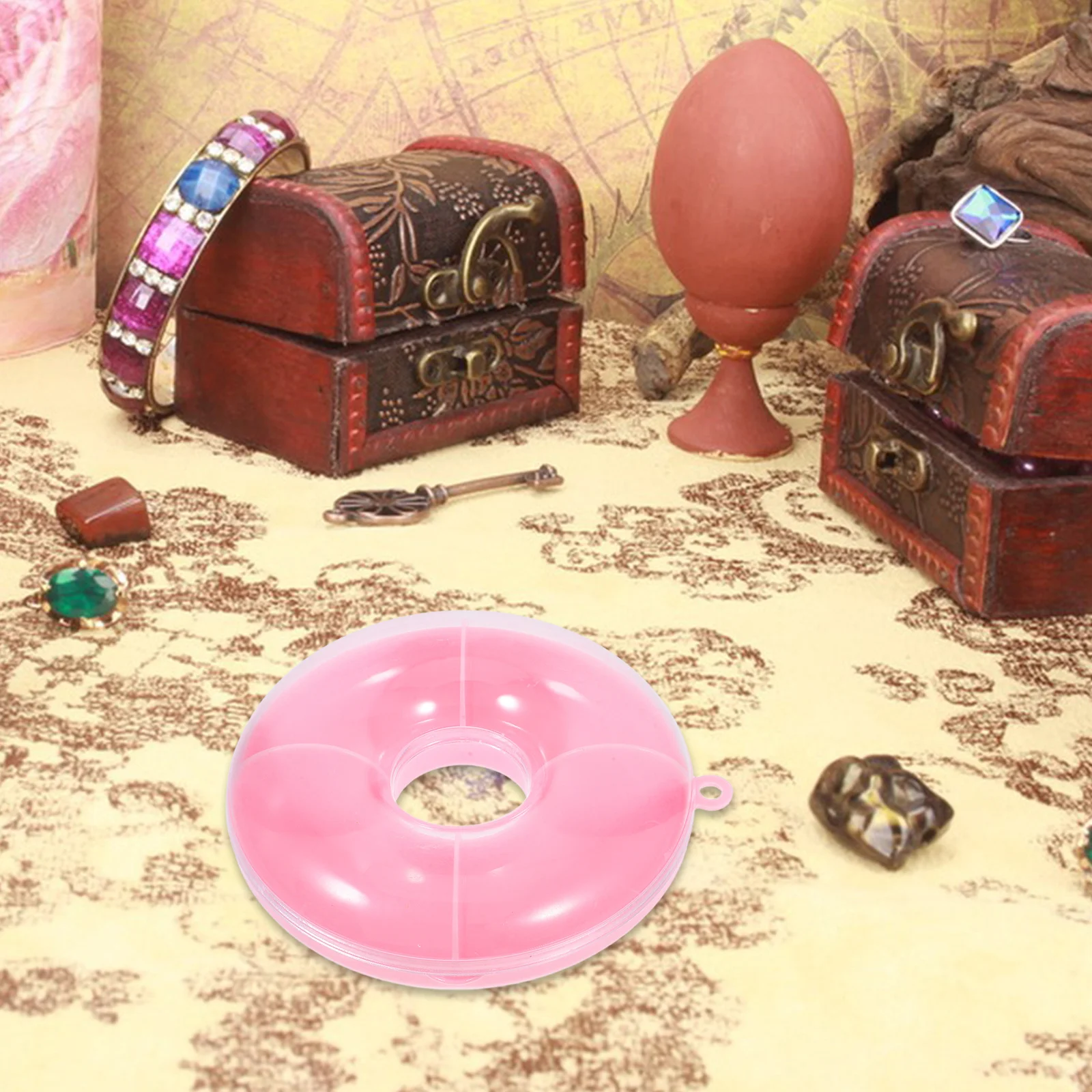 5Pcs Pink Semitransparent Jewelry Storage Box Kids DIY Organizer Hair Tie Bead Earring Holder Small Item Multifunctional Case