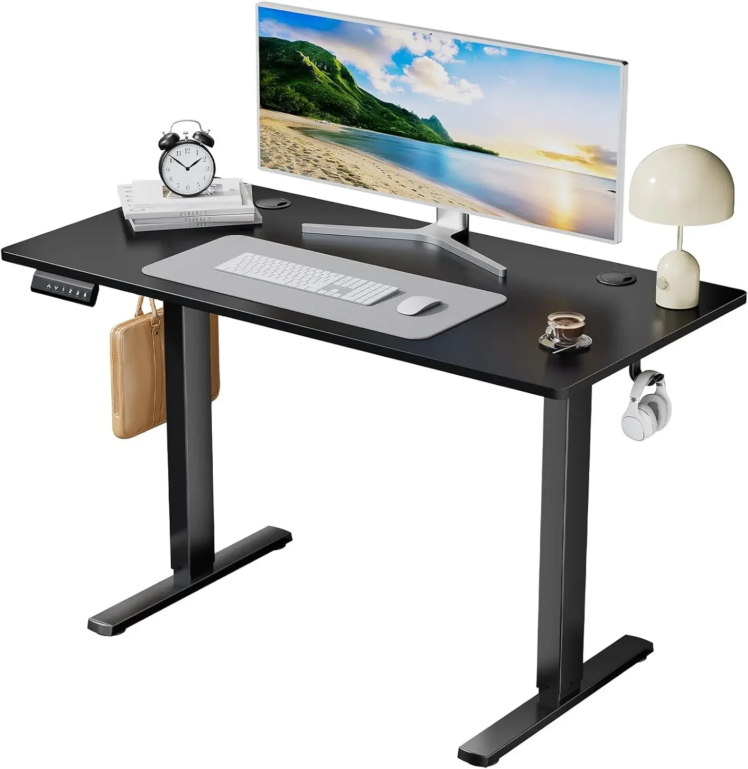 Standing Desk, Adjustable Height Electric Sit Stand Up Down Computer Table, 48x24 Inch Ergonomic Rising Desks for Work