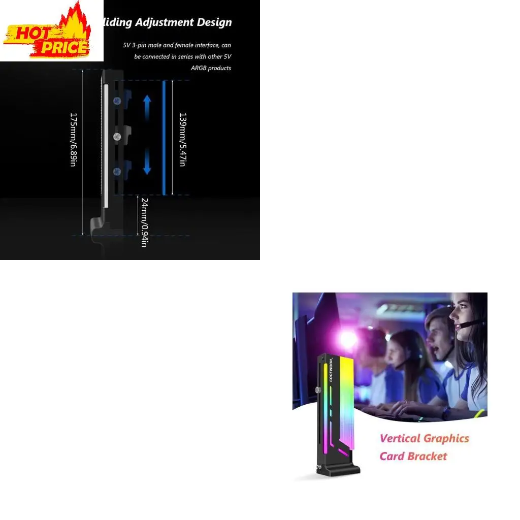 

Coolmoon светодиодный держатель GPU -графический кронштейн RGB Вертикальный держатель графической карты