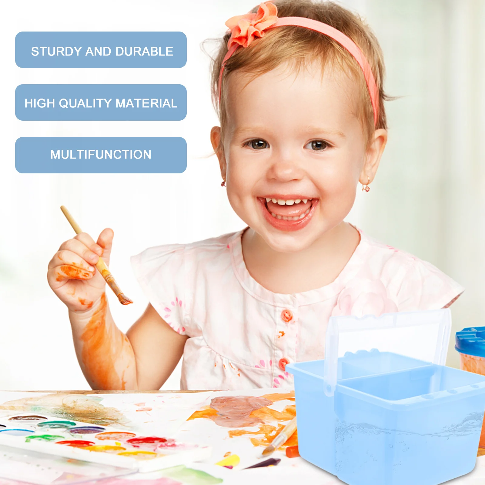 

2pcs Plastic Brush Washing Buckets Smooth Surface Easy Clean For Artists Painters Kids Art Supplies Painting Tools Water Pots