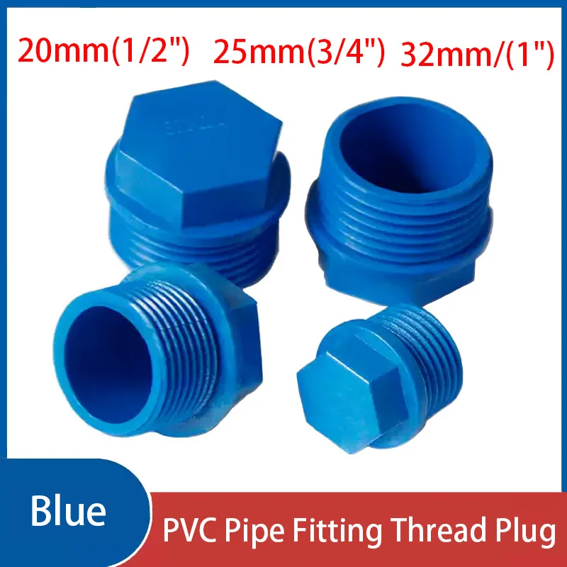 

1~100PCS Blue PVC Male Pipe Fitting Thread Plug Connector Screw Plug End Cap Stop Water Jointer Plumbing Accessories 1/2",3/4,1