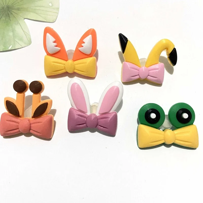10Pcs Cartoon Rubber Ear Bow Flatback Scrapbook BB Clip Embellishment Accessories Decoration Kids Shoes Decor