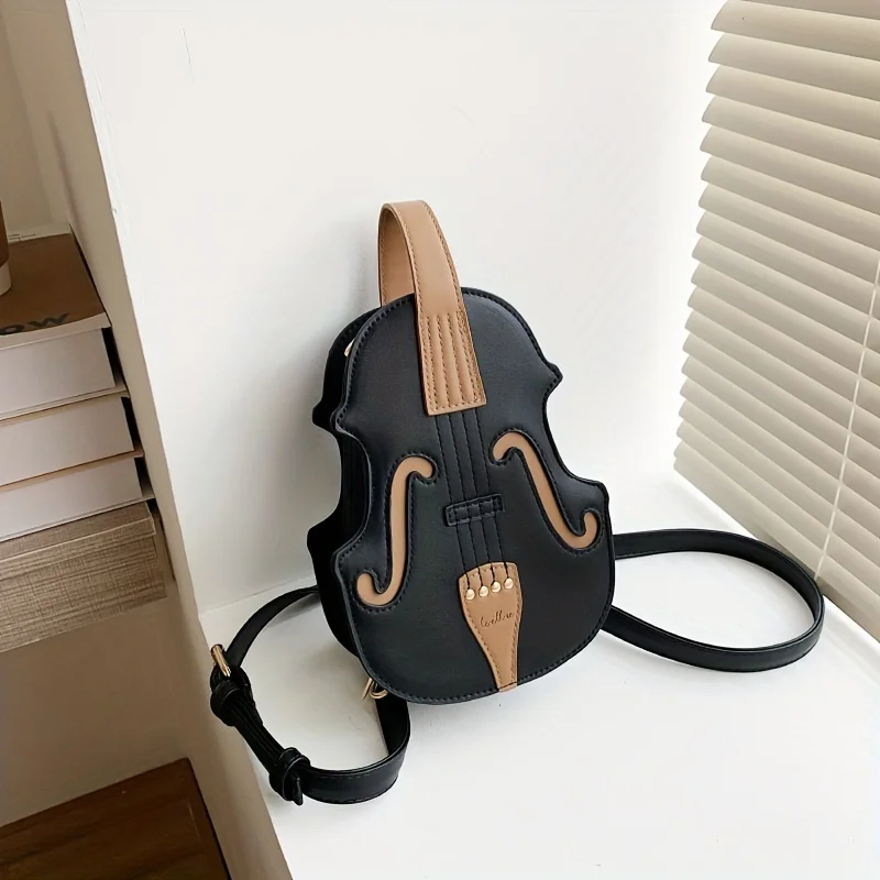 Fashion Classical Violin PU Leather, Music Themed Daily Backpack, Women's Exclusive