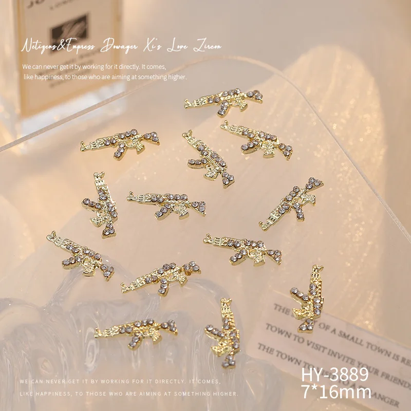 다이아몬드 장착 총 장식 합금 금속 네일 장식 시뮬레이션, 제다이 무기 모델 액세서리, 네... - 5