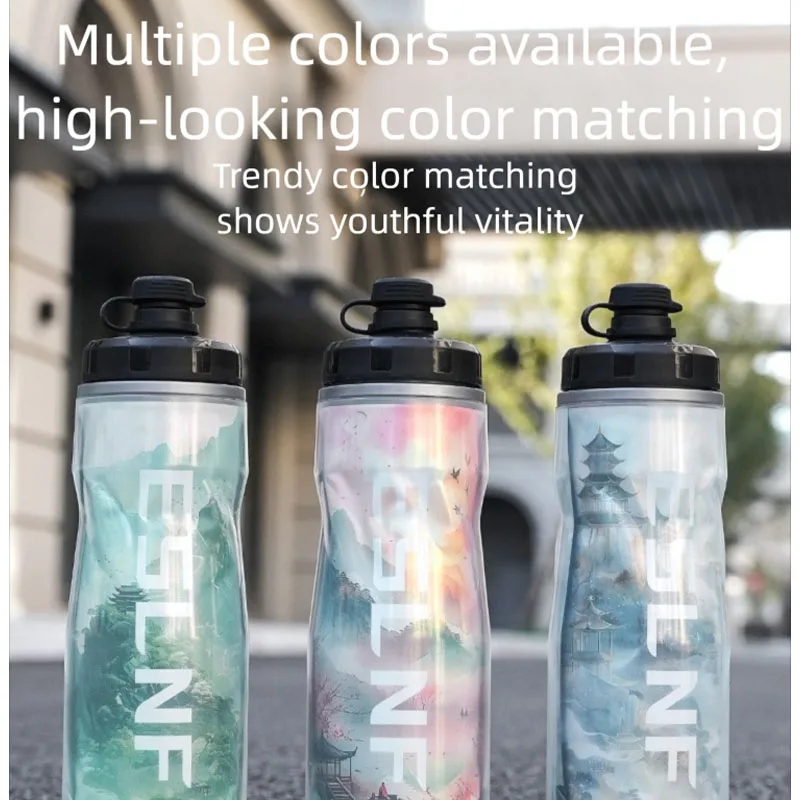 610ML Chinese Style Insulated Bicycle Water Bottle Hot Cold Retention Leakproof Cup for Mountain Road Bike Outdoor Cycling Gear