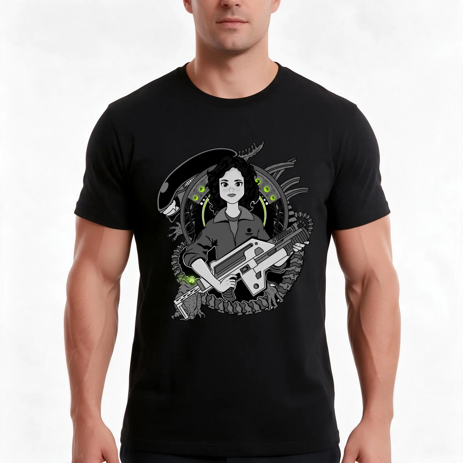 Ellen ripley T-Shirt, Summer Casual Cotton Tee, Oversized Streetwear Tops, Vintage Graphic Print, Loose Fit Short Sleeve