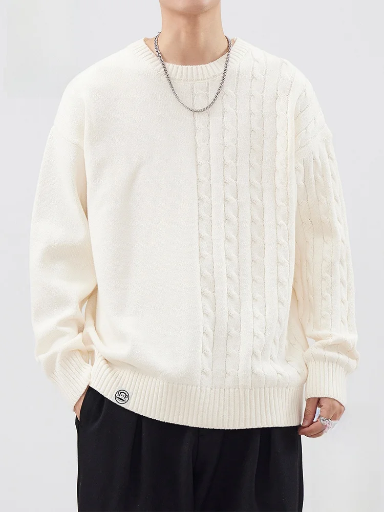 

PaulFrank American Sle Knitted Sweater for Men Twist Design Casual Comfortable Cotton Blend Long Sve round Ne Top