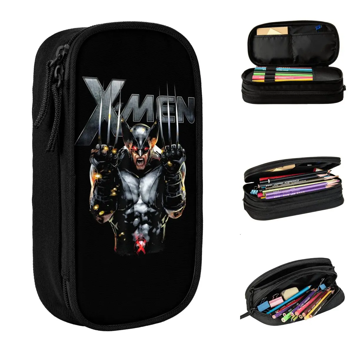 X-Men Wolverine Full Metal Razor Edge Pencil Case Pencil Pouch Pen for Girl Boy Big Pencil Bags School Supplies Gift Stationery