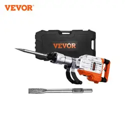 VEVOR 1700W Demolition Jack Hammer 60J Electric Jackhammer Concrete Breaker with 2 Chisel Bits for Trenching and Breaking Holes