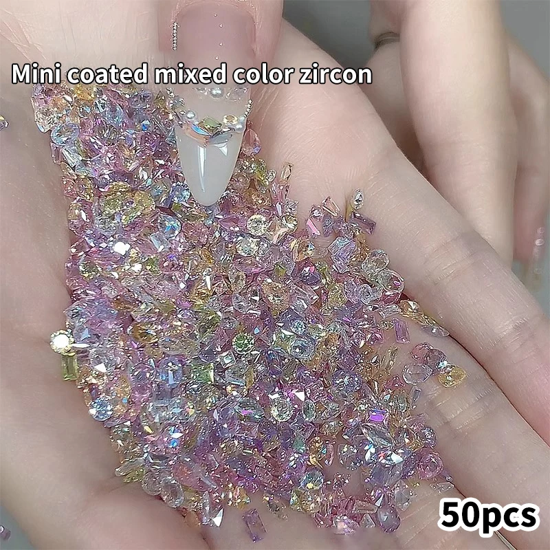 50pcs/lot 3mm Multicolor Nail Art Gems Micro Nail Rhinestones Mini Crystal Bling Nail Art Decorations Manicure Accessories