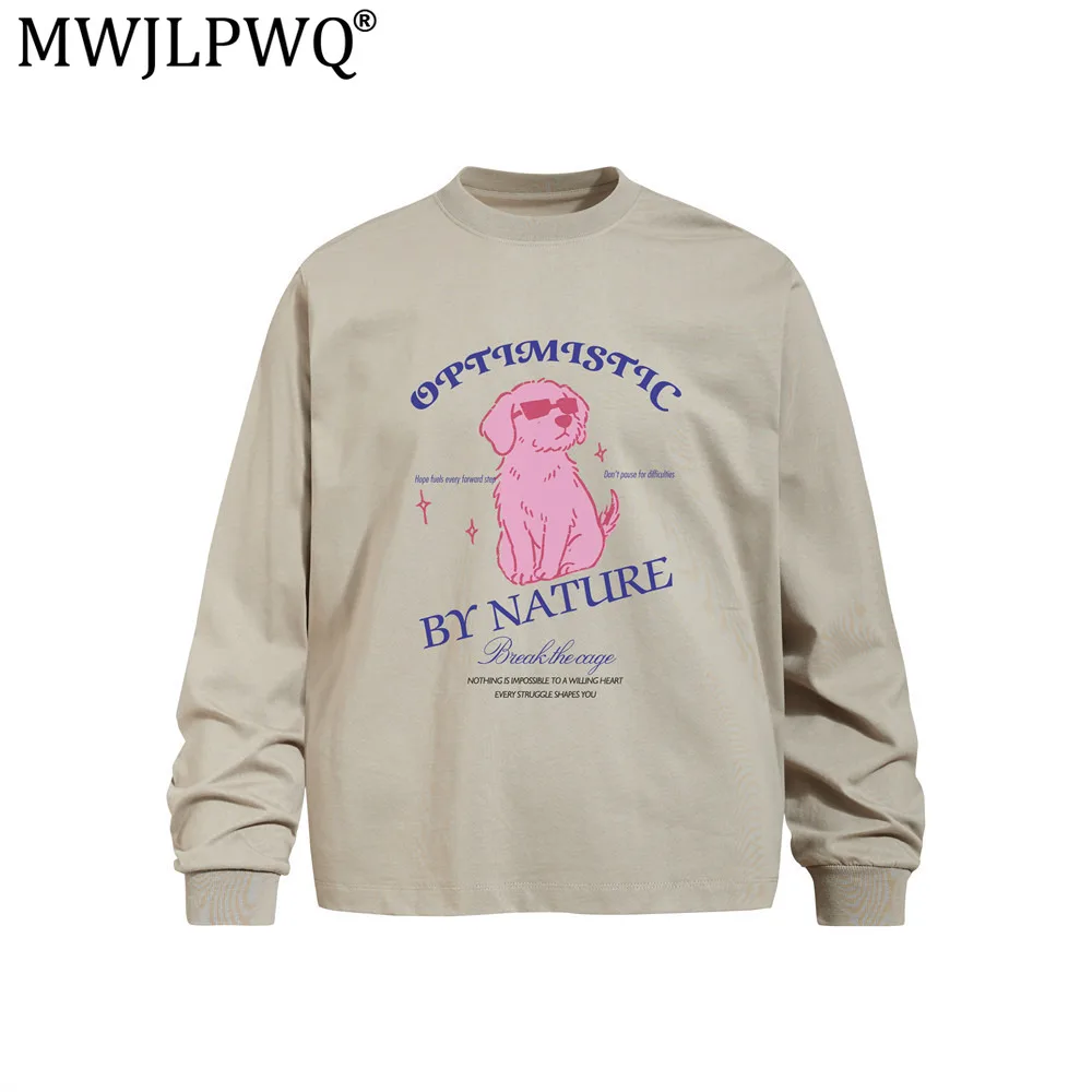 MWJLPWQ Print Loose Long-Sleeve T-Shirt For Boys Hip-Hop Trendy Ins Spring Autumn Round-Neck Casual Tops 20611