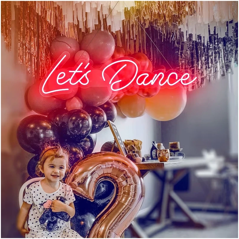 

Lets Dance Neon Sign LED Birthday Celebrate Party Bar Neon Signs Decoration Shop Club Pub Aesthetic Art Wall Decor Gift Lamps