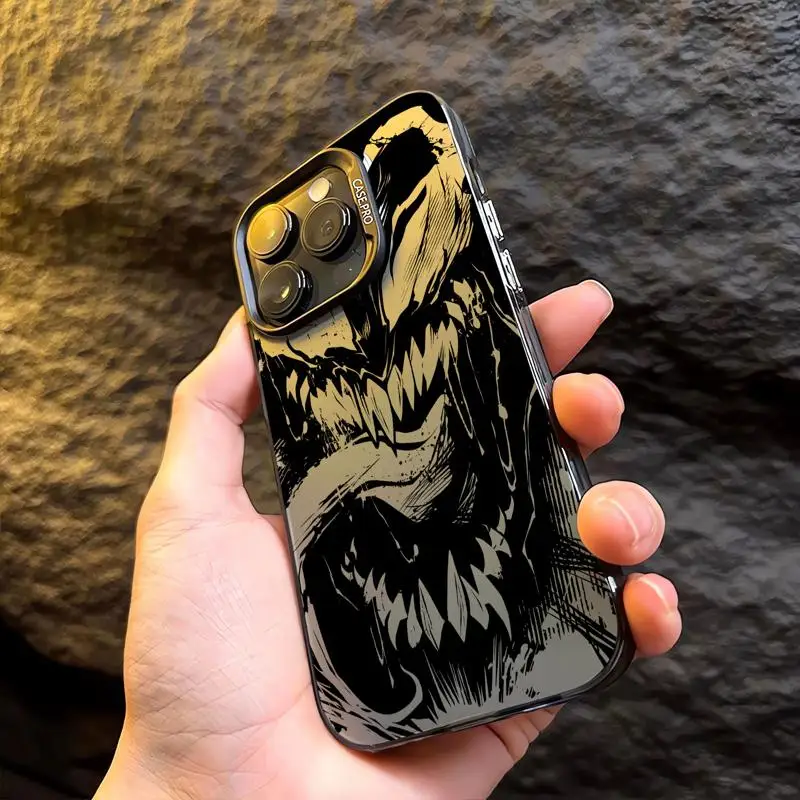 Cool Marvel Venom Colorful Silver Case for Apple iPhone 15 14 13 11 12 13 Pro Max 14 Plus Funda Luxury Back Phone Cover image 3