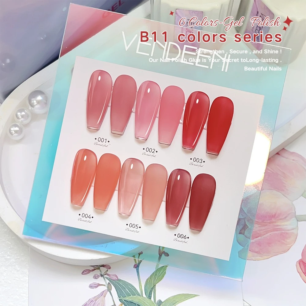 

15 мл желейный телесный розовый гель-лак для ногтей, 6 цветов, полупрозрачный дизайн ногтей, принадлежности для ногтей, замачиваемые УФ-светодиодные гель-лаки для маникюра