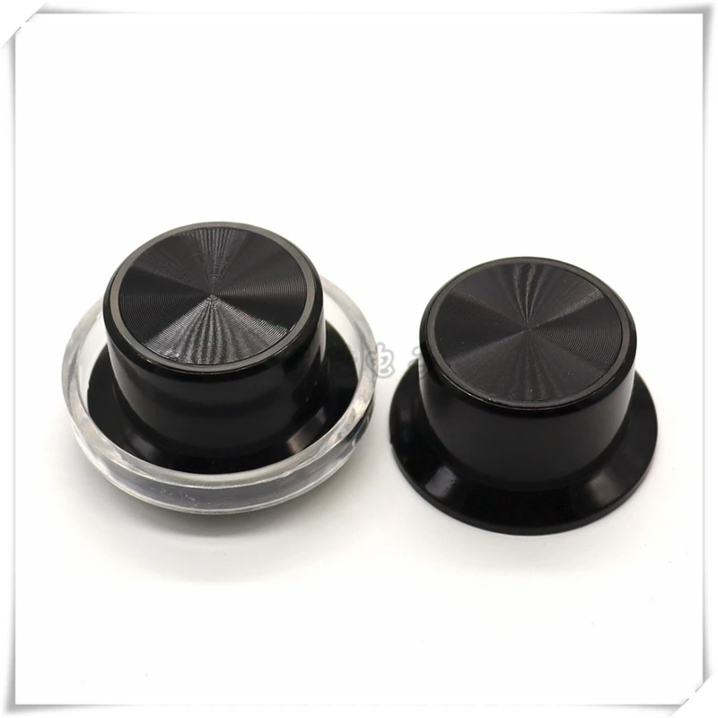 2PCS 35MM Black Fuel Injection Light Transmission Knob Power Amplifier Adjustment Knob Cap Light Guide Cap With Lamp Cup