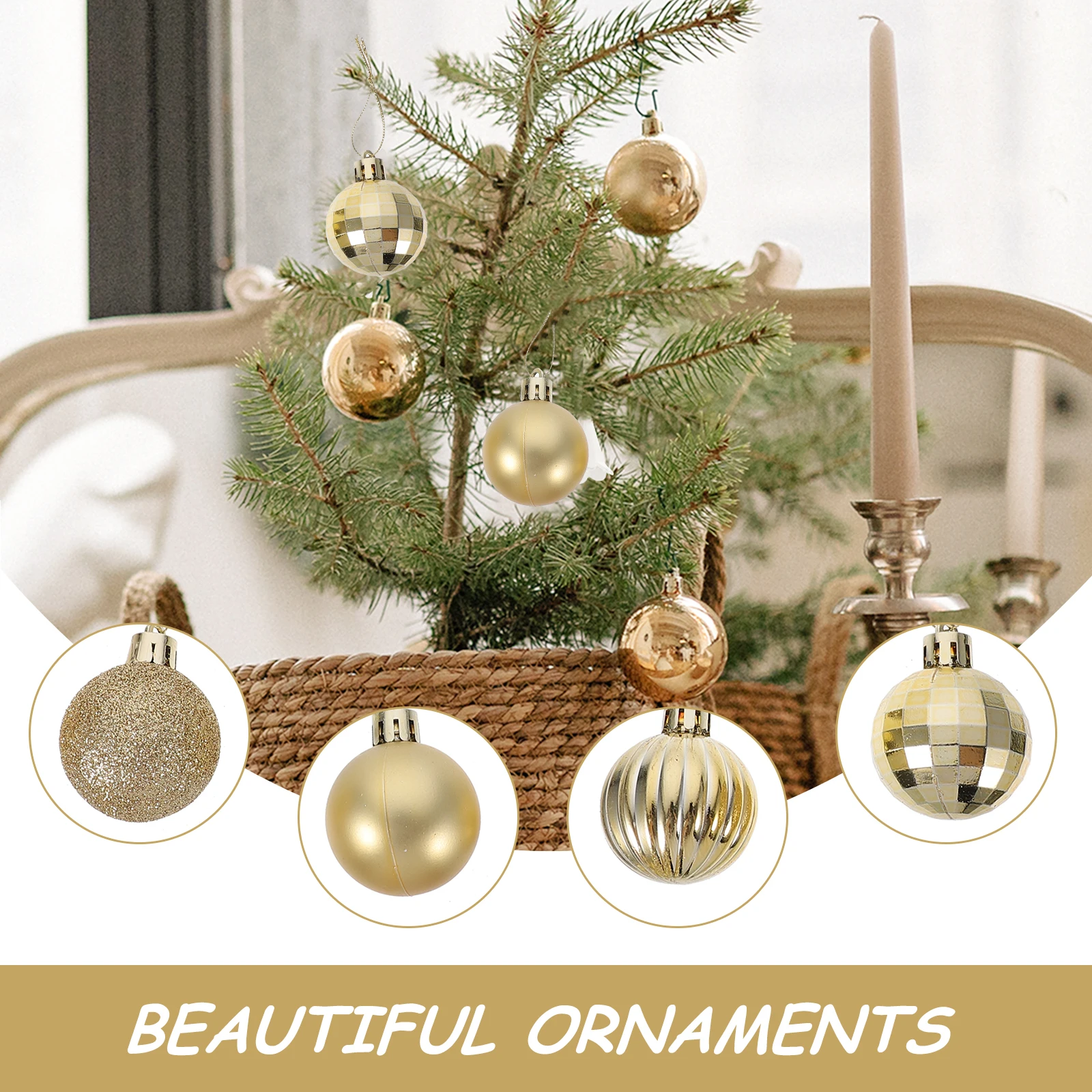 

36 Pcs 4cm Golden Christmas Tree Decoration Balls PVC Material Sparkling Finish Xmas naments Set Holiday Decor