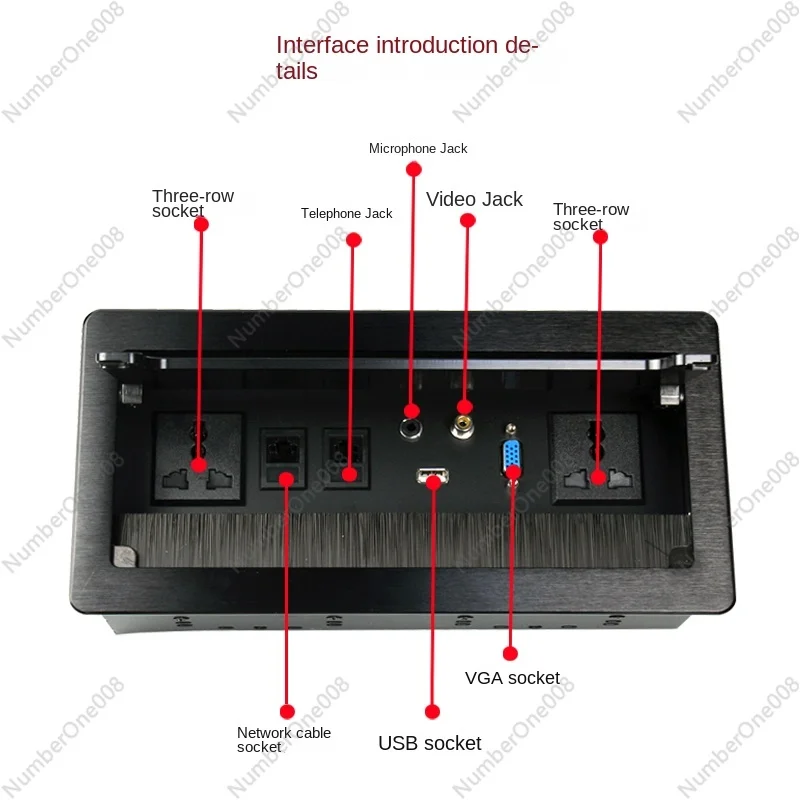 Office Desktop Multi-Functional Aluminum Alloy Wire Box Multimedia Socket Conference Table Hidden Junction Box Embedded USB