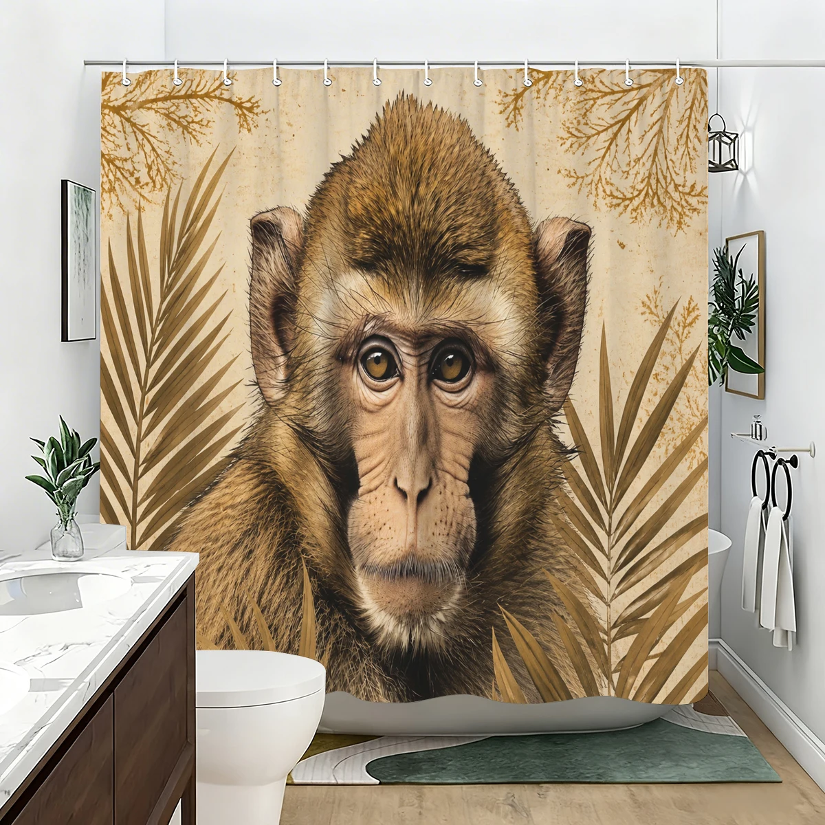 Vibrant Themed Polyester Bathtub Curtain - Stylish Printed Shower Curtain for Bathroom Decor, Various Artistic Designs Available